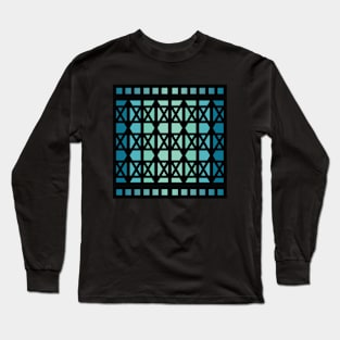 “Dimensional Fence” - V.3 Blue/Green - (Geometric Art) (Dimensions) - Doc Labs Long Sleeve T-Shirt